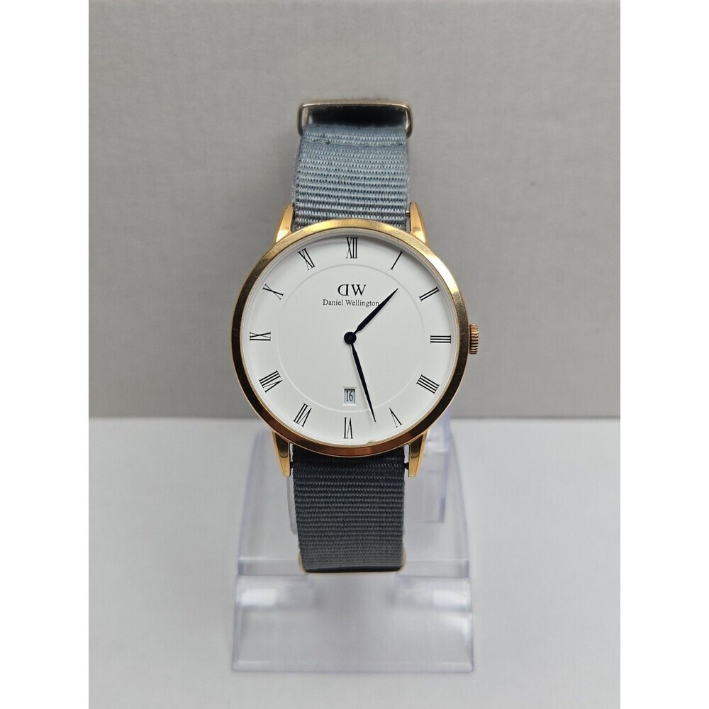 Daniel Wellington Dapper B38R1 Rose Gold 38mm White Roman Date Watch New Battery
